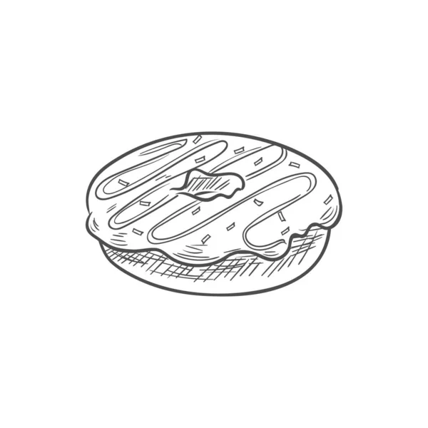 Bakery food, doughnut donut glazed cake isolated — Stock Vector