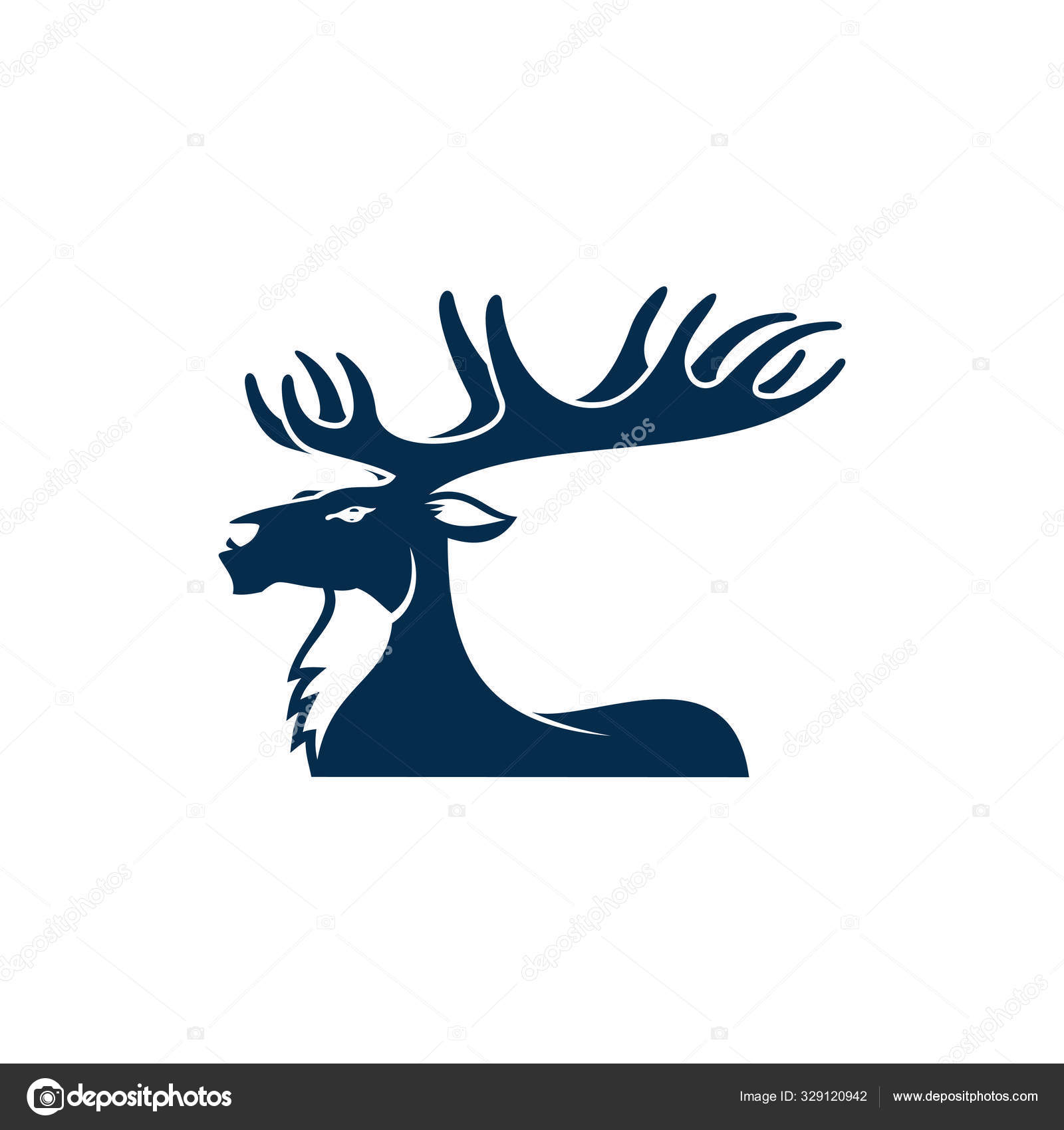 Hjorte med stor gevir profil udsigt, kronhjort maskot Stockvektor af  ©VectorTradition 329120942, image size:1600x1700