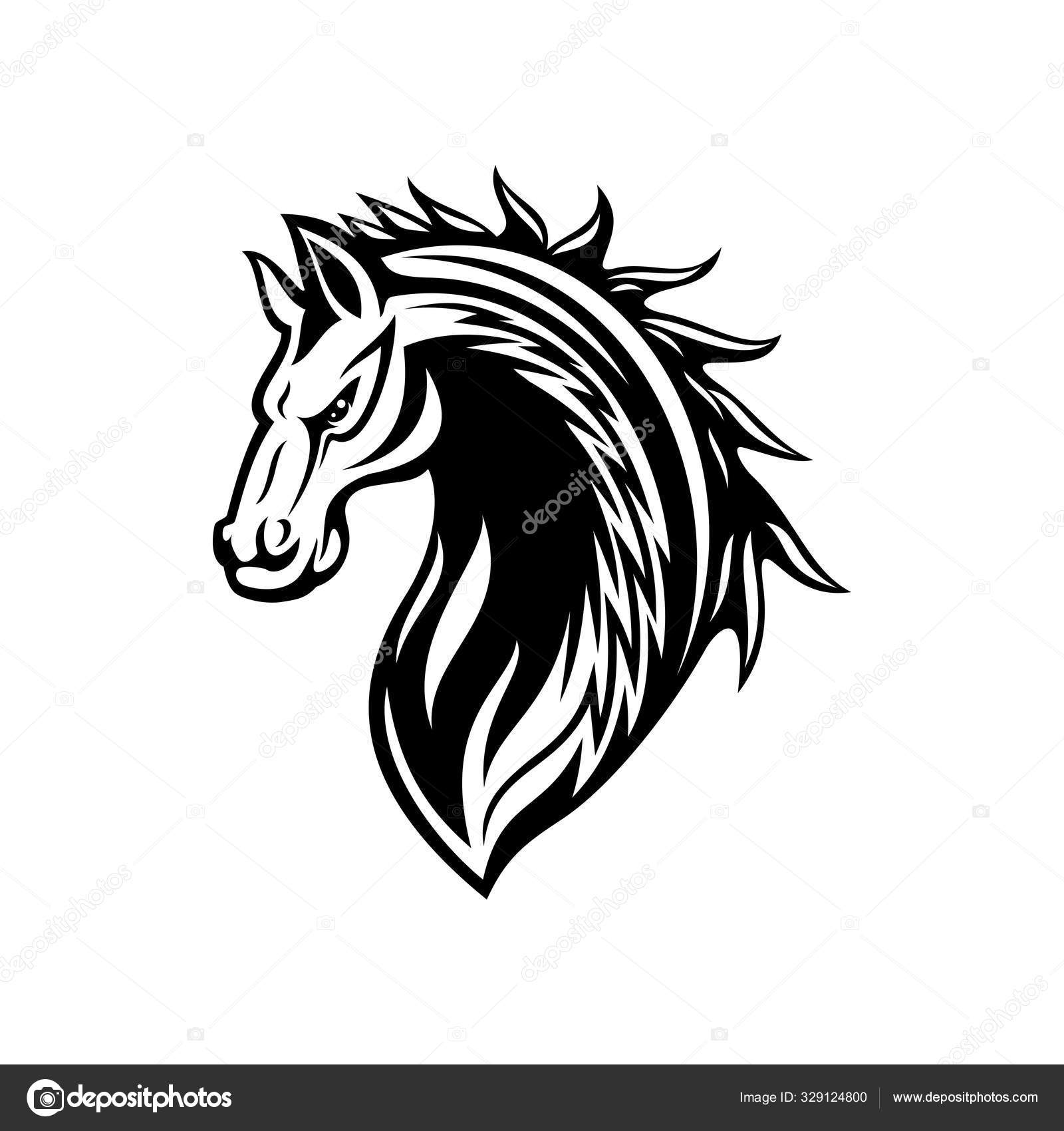 Ícone animal de cavalo ou mustang. Tatuagem e mascote Vetor de  ©VectorTradition 329124800, image size:1600x1700