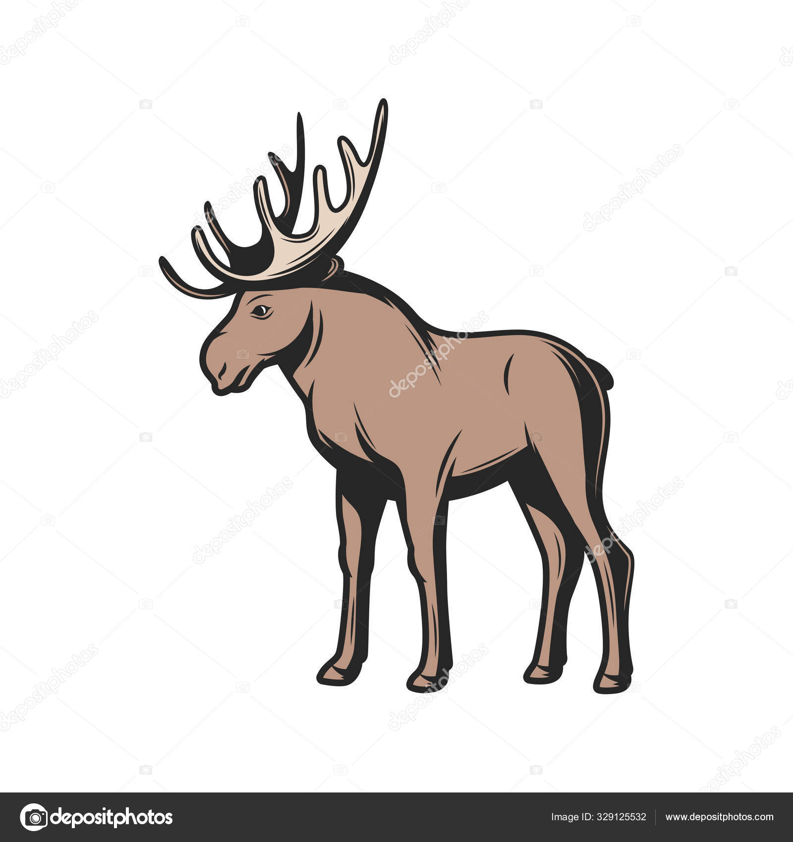 Лось, Дикий Зоопарк И Охота На Животных Векторное Изображение.