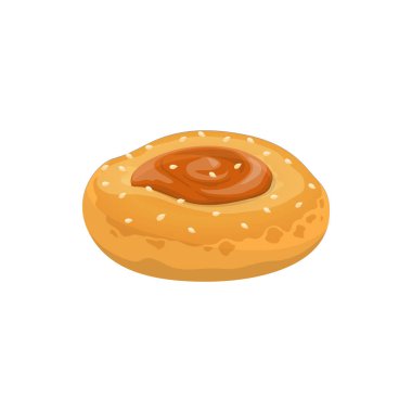 Ortadaki izole kurabiyede reçelli çörek.