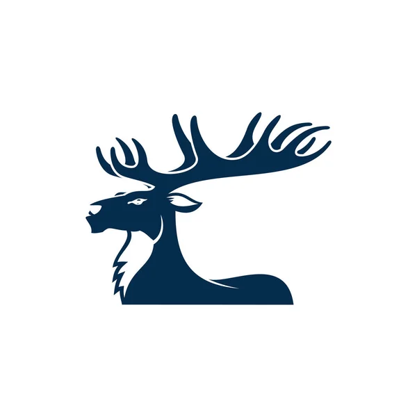 Deer with big antlers profile view, stag mascot — 스톡 벡터