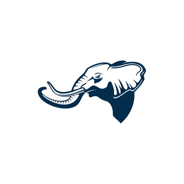 Elephant huvud profil stam och två betar isolerade — Stock vektor