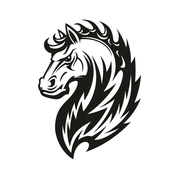 Tribal horse head. Mascot or tattoo — Stock Vector