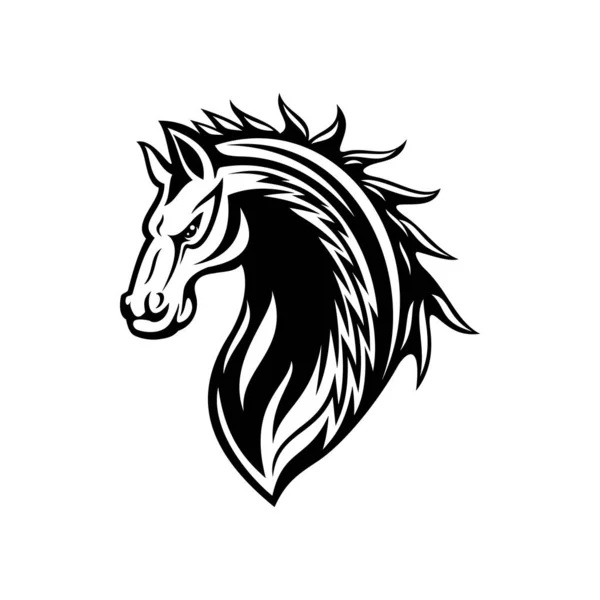Pferd oder Mustang Tier-Ikone. Tätowierung und Maskottchen — Stockvektor