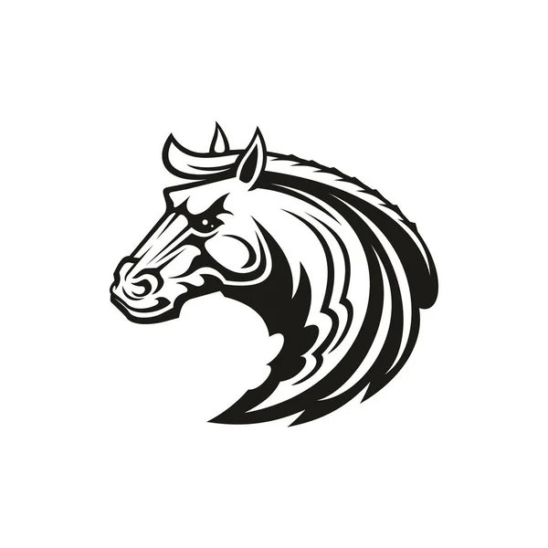 Mascotte de cheval animal tribal tatouage ou sport de course — Image vectorielle
