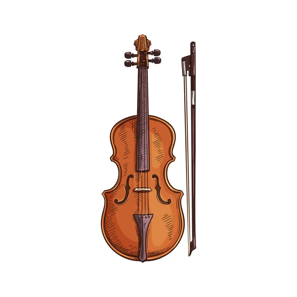 Viola con arco aislado instrumento musical italiano — Vector de stock