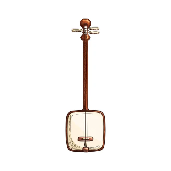 Shamisen or sangen Japanese musical instrument — 스톡 벡터