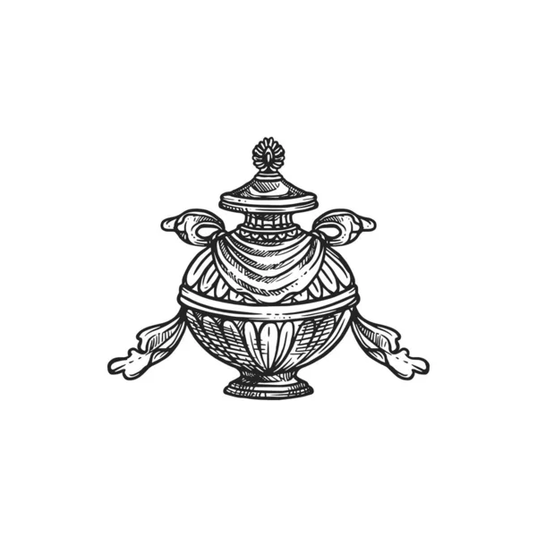 Jarrón de bumpa, dibujo de símbolo de religión budista — Archivo Imágenes Vectoriales