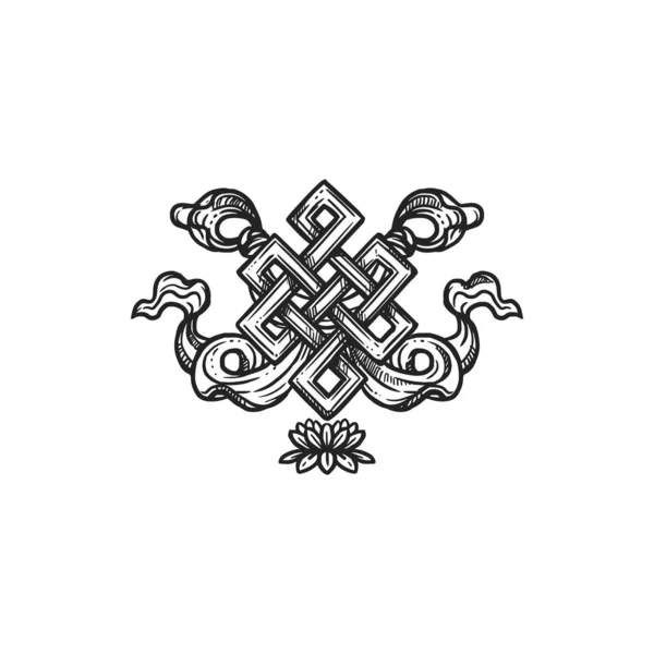 Endless knot, Buddhism religion symbol sketch Stock Vector by ©Seamartini  329125426