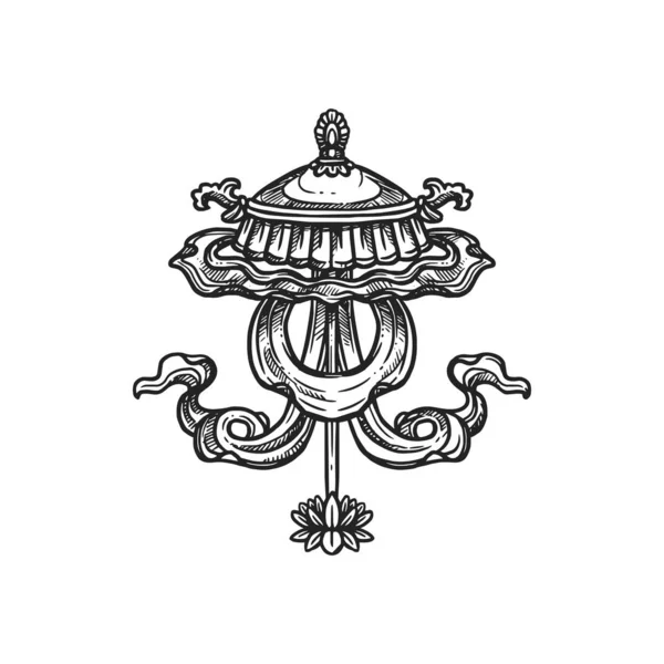 Paraguas de Chatra, dibujo de símbolo de religión budista — Vector de stock