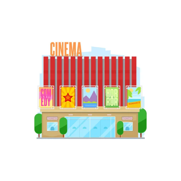 Cinema urban building, movie theater facade icon — Stock Vector