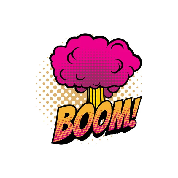 Boom nube, fumetto fumetti esplosione del suono — Vettoriale Stock