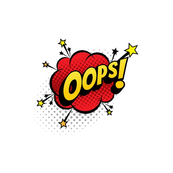 Oops cartoon comic book sound, pop cloud blast — Stock Vector