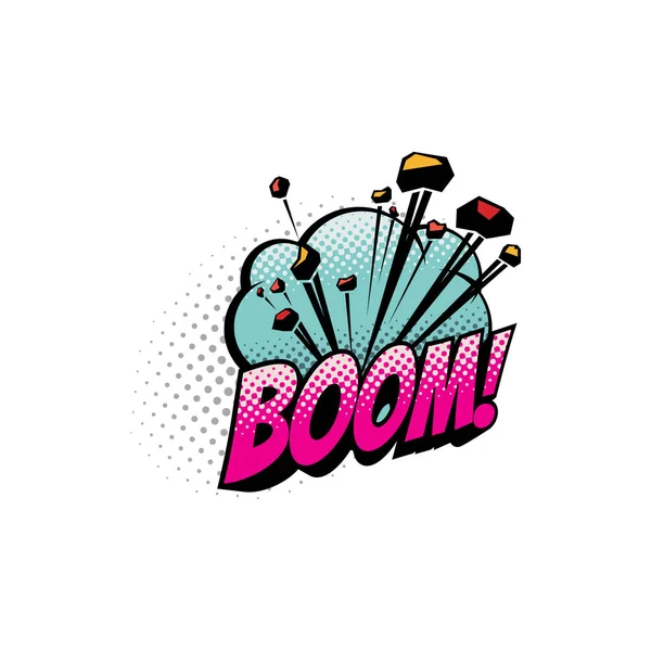 Boom fumetto fumetto esplosione esplosione esplosione suono — Vettoriale Stock
