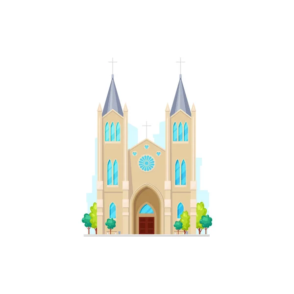 Kathedrale der katholischen Religion isolierte gotische Kirche — Stockvektor
