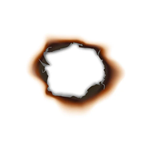 Burnt hole in paper sheet isolated damaged surface — 스톡 벡터