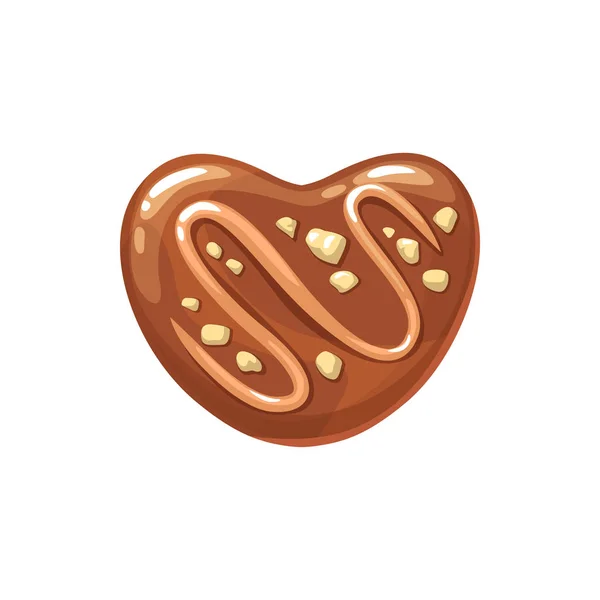 Chocolate praline heart shape candy with nuts — 스톡 벡터