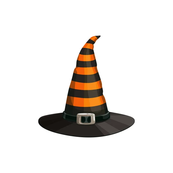 ストライプ魔女帽子孤立ハロウィン魔法のキャップ — ストックベクタ