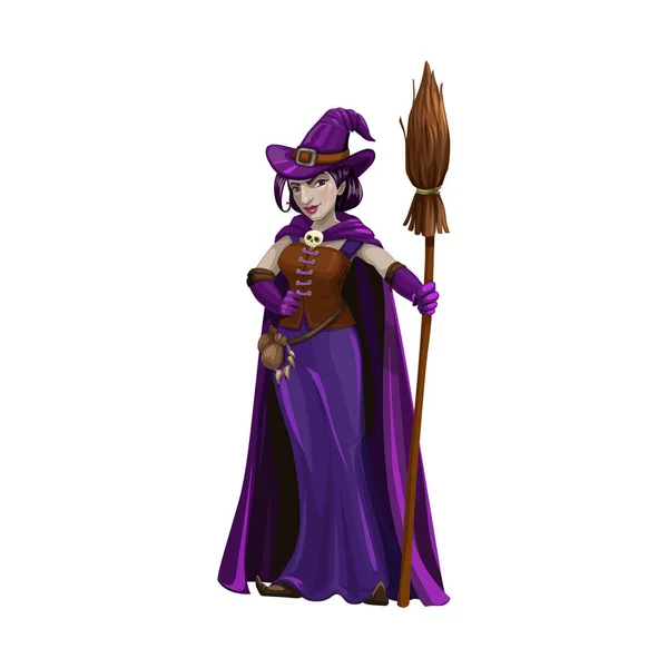 Witch with broom — Stock Vector