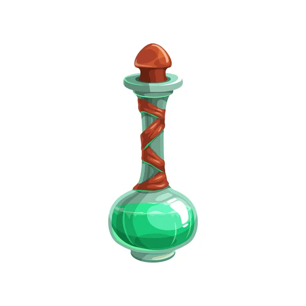 Vial de vidrio con elixir aislado de poción de bruja verde — Vector de stock