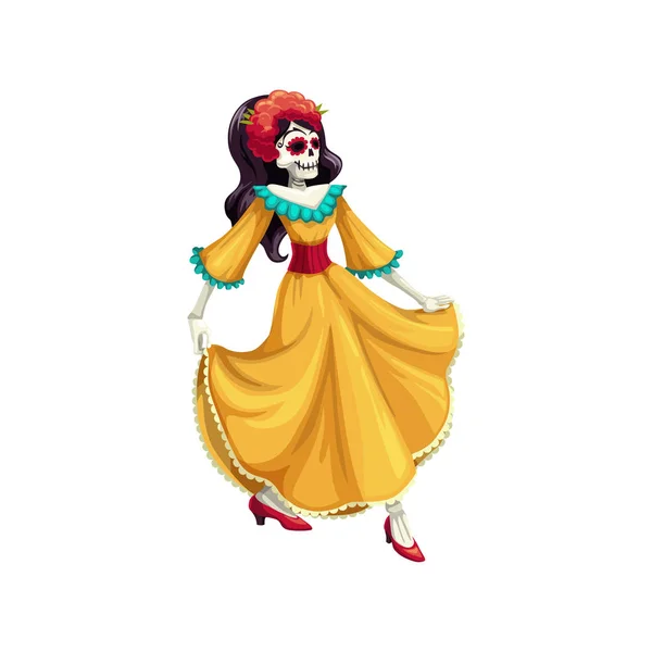 Mexican woman dancer on holiday at Day of Dead — Stock Vector