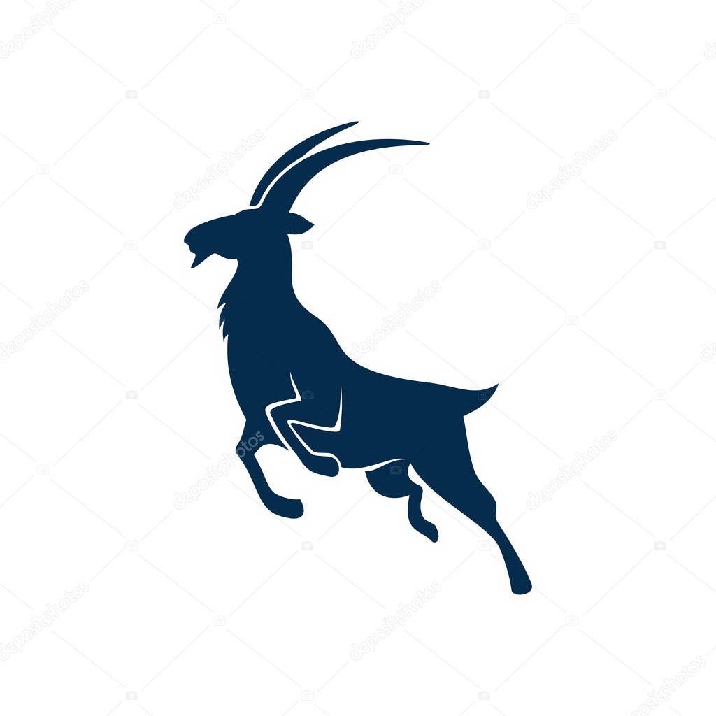 Antelope, wild goat or gazelle silhouette isolated