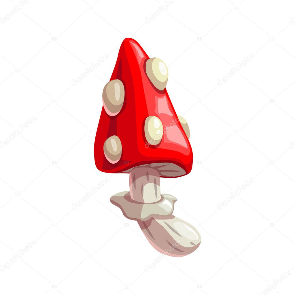 Poisonous mushroom, cartoon amanita icon