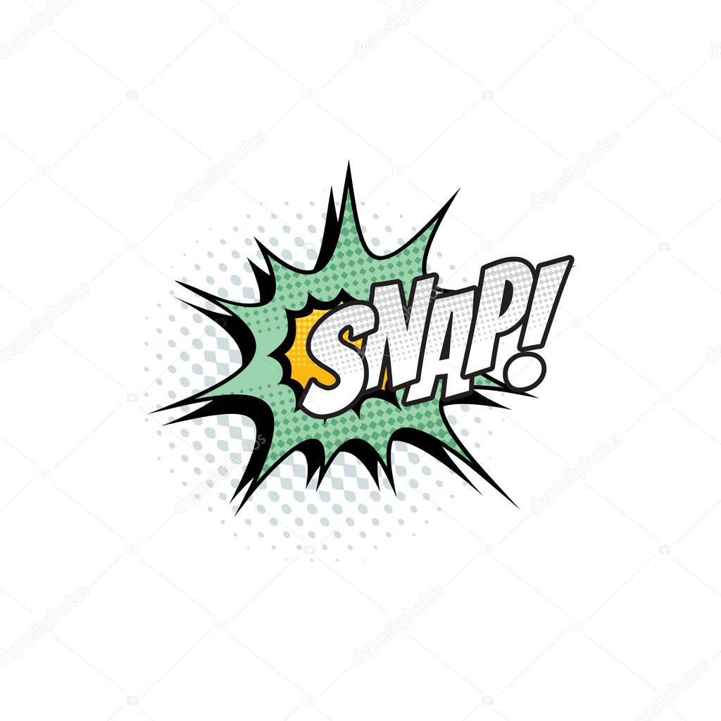 Snap cartoon comic book sound, bubble chat blast