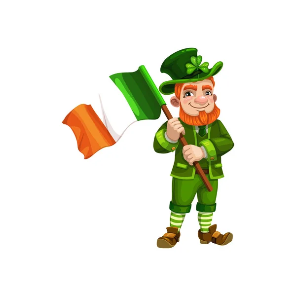 Lutin avec drapeau de l'Irlande caractère isolé — Image vectorielle