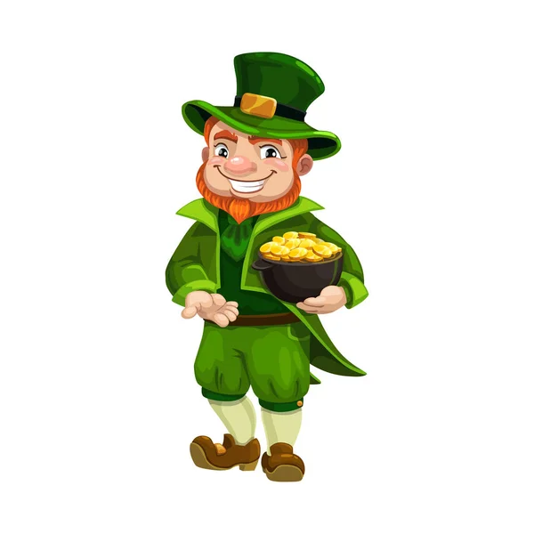 Leprechaun cserép arany elszigetelt karakter — Stock Vector