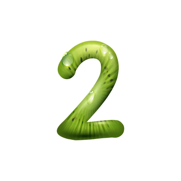 Two of kiwi fruit and water vector second numeric — 스톡 벡터
