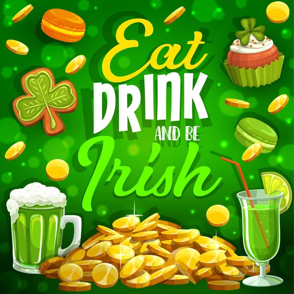 Eat, drink and be Irish, Patricks day shamrock — Stock Vector