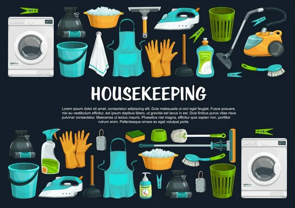 Housekeeping and cleaning vector tools — Stock Vector