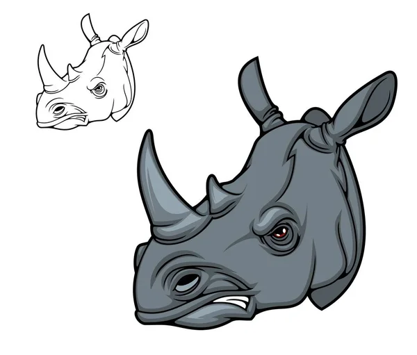 Rhino animal head mascot of black rhinoceros — Stockvector