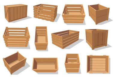 Wooden crate, box and wood containers