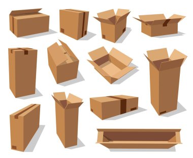 Cardboard packaging boxes, 3d realistic mockups