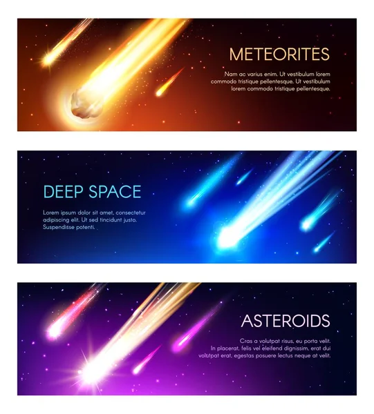 Meteoros y asteroides, galaxia del espacio exterior — Vector de stock