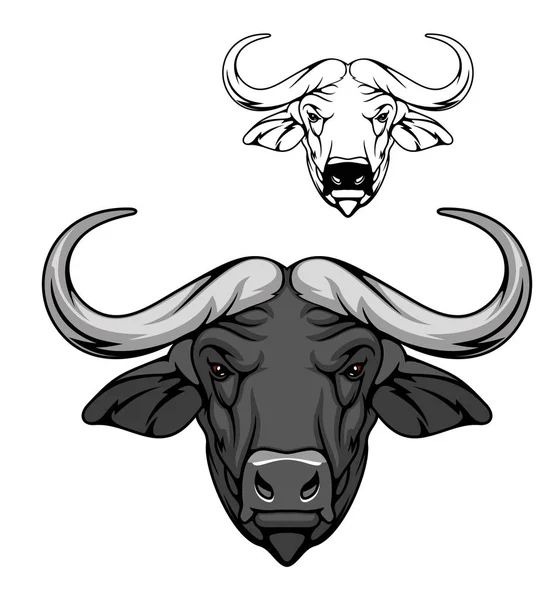 Buffalo bull head icon, wild animal mascot — Stock Vector