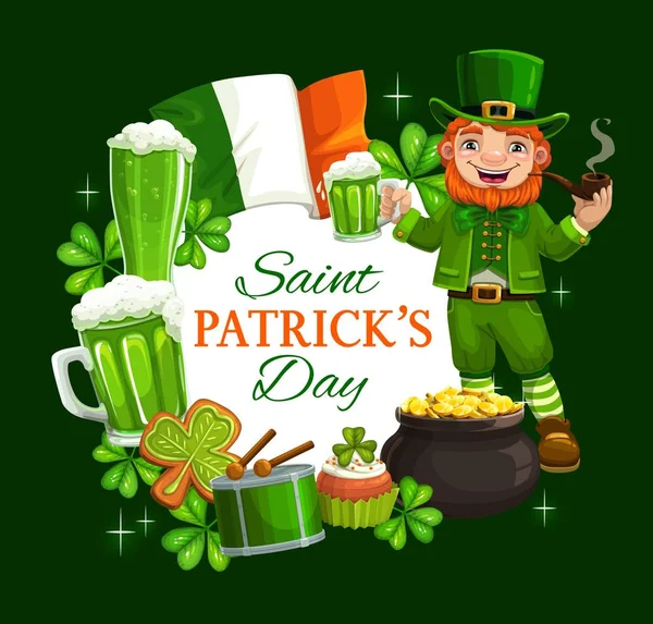 Leprechaun y Patricks fiesta símbolos — Vector de stock