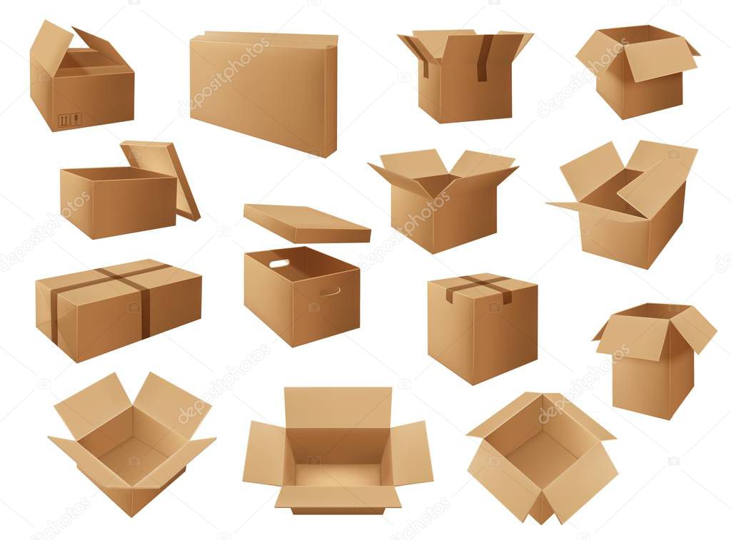 Paquetes de cartón, cajas de entrega, paquetes, paquetes Vector de Stock de  ©Seamartini 331827340