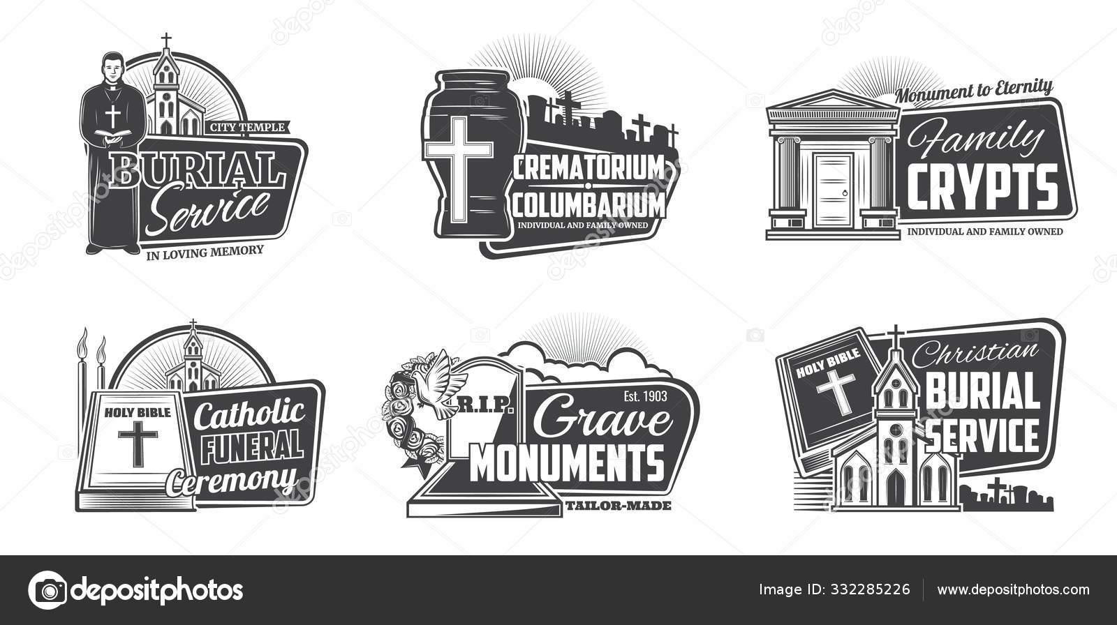 Crematorium Columbarium Funeral Burial Service Stock Vector
