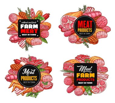 Kasap dükkânı et taslağı, kasap sosisi.