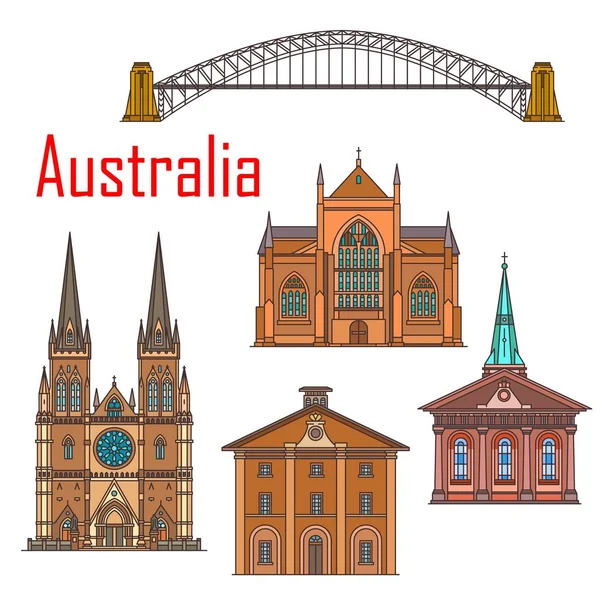 Ausztrália építészet, Sydney mérföldkő épületek — Stock Vector