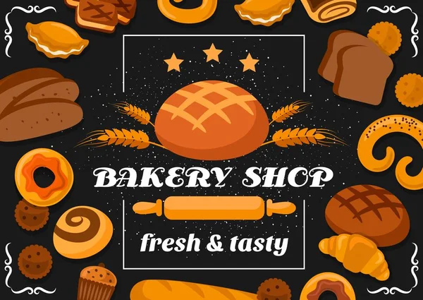 Panadería y panadería Productos alimenticios horneados — Archivo Imágenes Vectoriales