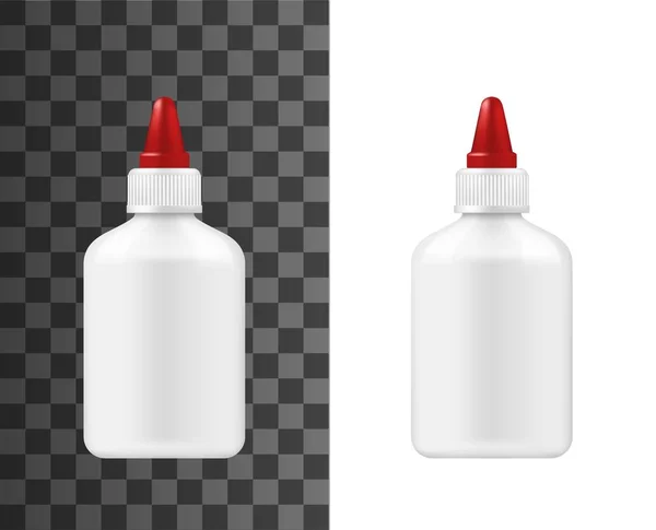 Super glue white plastic bottle, package mockup — 스톡 벡터