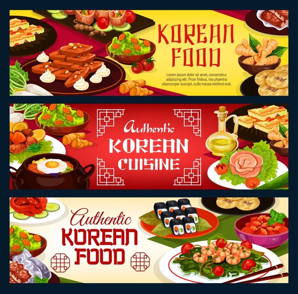 Korejská kuchyně jídlo, Korea tradiční jídla menu — Stockový vektor