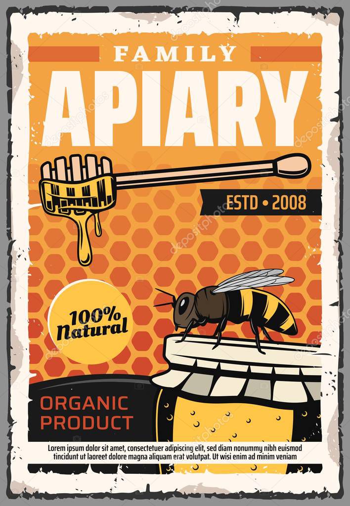 Family apiary, organic honey food production