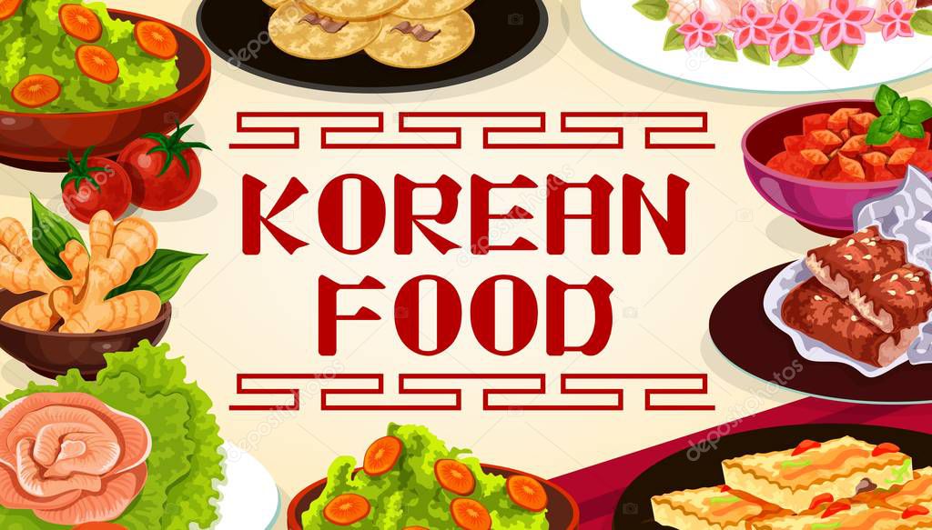 Korean food, Asian cuisine authentic dishes menu