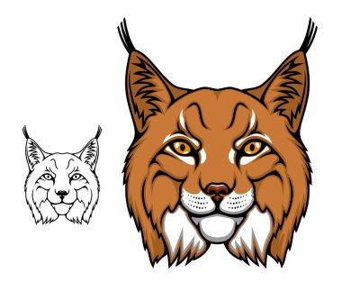 Lynx or bobcat mascot, head of wild cartoon animal clipart